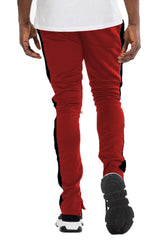 CLASSIC SLIM  FIT TRACK PANTS- RED/BLACK