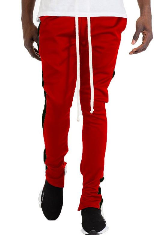 CLASSIC SLIM  FIT TRACK PANTS- RED/BLACK