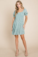 Puff Sleeve Smocked Off the shoulder Tiered Dress