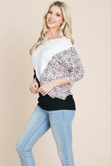 Color Block Knitted Dolman Sleeve Sweatshirts Top