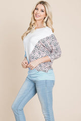 Color Block Knitted Dolman Sleeve Sweatshirts Top