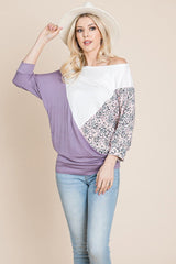 Color Block Knitted Dolman Sleeve Sweatshirts Top