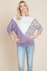 Color Block Knitted Dolman Sleeve Sweatshirts Top