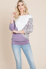 Color Block Knitted Dolman Sleeve Sweatshirts Top