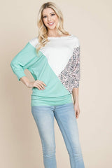 Color Block Knitted Dolman Sleeve Sweatshirts Top