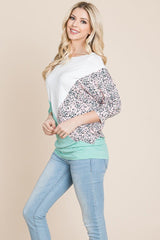 Color Block Knitted Dolman Sleeve Sweatshirts Top