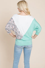 Color Block Knitted Dolman Sleeve Sweatshirts Top