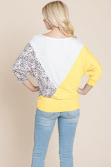 Color Block Knitted Dolman Sleeve Sweatshirts Top