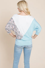 Color Block Knitted Dolman Sleeve Sweatshirts Top