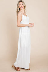 Beach Maxi Bridesmaid Dress with Criss Cross Back