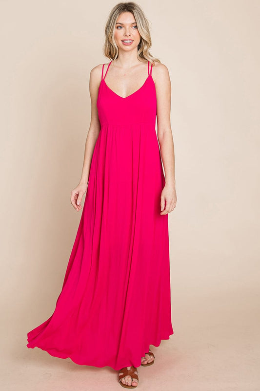 Beach Maxi Bridesmaid Dress with Criss Cross Back