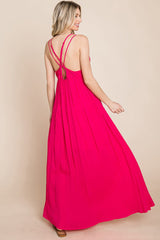 Beach Maxi Bridesmaid Dress with Criss Cross Back