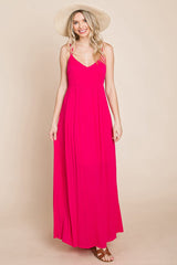 Beach Maxi Bridesmaid Dress with Criss Cross Back