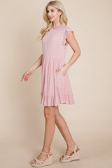 Ruffled Sleeveless Babydoll dress with pockets