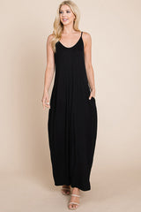 Light Cami Strap Pocketed Jersey Maxi Dress