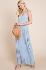 Light Cami Strap Pocketed Jersey Maxi Dress