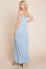 Light Cami Strap Pocketed Jersey Maxi Dress