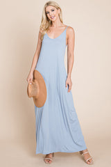 Light Cami Strap Pocketed Jersey Maxi Dress