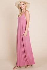 Light Cami Strap Pocketed Jersey Maxi Dress