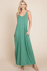 Light Cami Strap Pocketed Jersey Maxi Dress