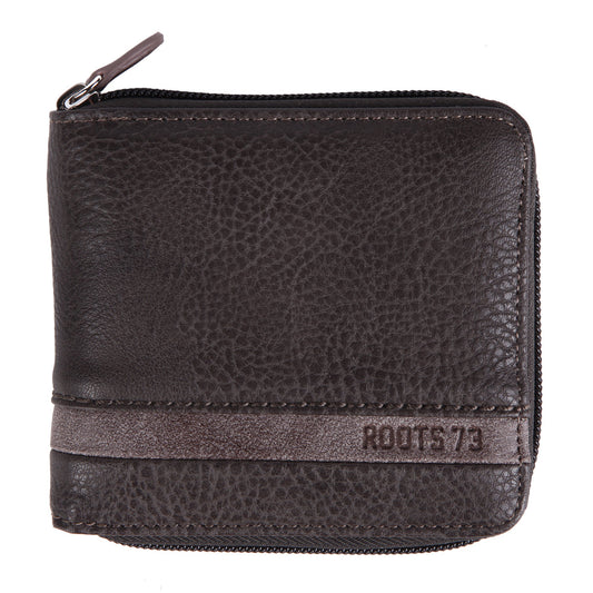 Men's Zipper Around Wallet with Center Wing