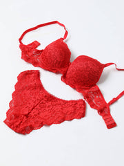 Red Lace Half Cup Bra Set