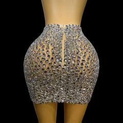 Nightclub Singer Dancer Stage Wear Luxury Rhinestones Sexy See Through