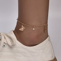 Butterfly Bohemia Silver Plated Chain Ankle Bracelet