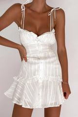 TEELYNN Sexy Sleeveless Mini Dress for Women Casual Beach Wear Ruffles