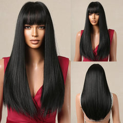 Black Hair Long Straight Wigs for Women Natural Hair Synthetic Wigs