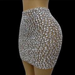 Nightclub Singer Dancer Stage Wear Luxury Rhinestones Sexy See Through