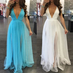 White Dress For Women Civil Wedding Maxi Slip Dress Bridesmaid Banquet