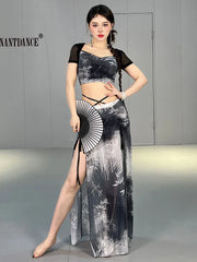 Belly Dance Top Skirt Set Practice Clothes Sexy Women Long Skirt Suit