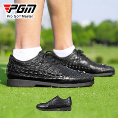 PGM Men's Golf Shoes Casual Sport Sneakers Shoelaces Crocodile Skin