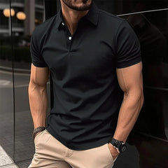 2024 Men's New Best-Selling Polo Shirt Elastic Short-Sleeved T-Shirt