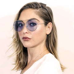 EUREKA | Unisex Round Tinted Lens Aviator Clear Glasses Balled