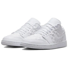 Nike Air Jordan 1 Low Triple White Quilted Women's Sneakers Shoes