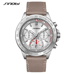 SINOBI Brand Sports Men's Watches 42mm Dial Plate Stainless Steel Case