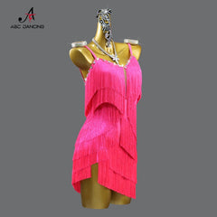 Latin Dance Dress Woman Line Clothes Practice Wear Suit Stand Ball