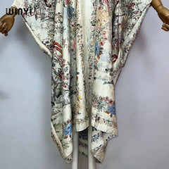 WINYI High-grade double-sided Bohemian Printed silk dress coat Beach