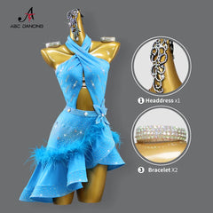 Latin Dance Dress Stage Outfit For Women Line Suit Ballroom Sports