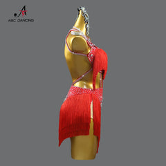 Latin Dance Dress Woman Party Ballroom Practice Wear Tassel Clothing