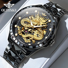 OUPINKE High-End Men's Watches Waterproof Tungsten Steel Gold