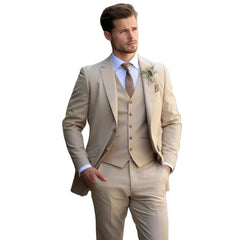 3 Piece Tuxedo Wedding Suits for Men Bespoke Groom Wear Formal Fashion