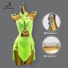 Latin Dance Clothes Women Line costume New Dress Stage Girls Samba