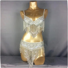 Sexy Hot girl bikini belly dance costume Bra stage show dance clothing