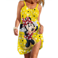 Leopard Beach Dress For Women Disney Minie Mouse Woman Dresses Girls