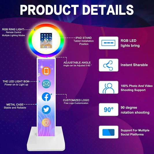 iPad Photo Booth Selfie Machine Shell Adjustable Stand Photobooth