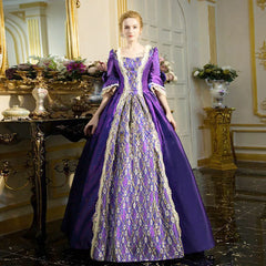 Women Vintage Court Cosplay Dress Medieval Renaissance Queen Ball Gown