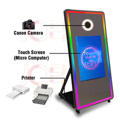 Portable Mirror Photo Booth Selfie Machine 32in Touch Screen Built-in